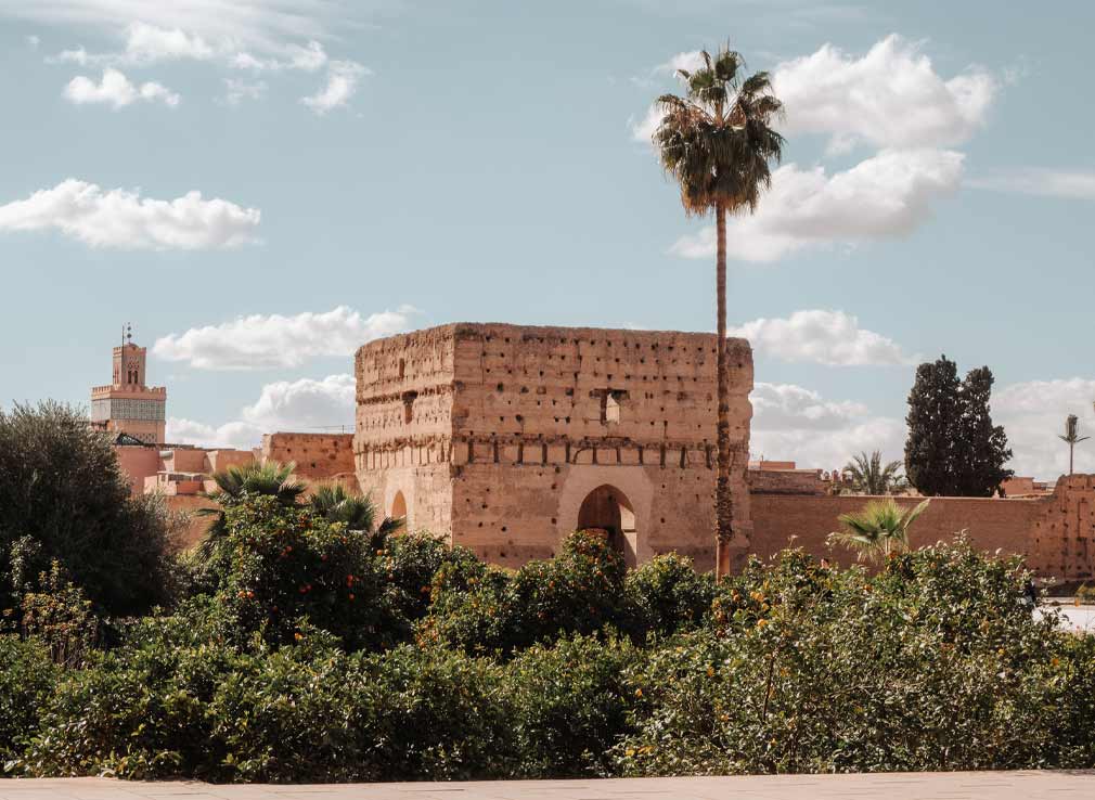 The grounds of Badi Palace in Marrakech, Morocco