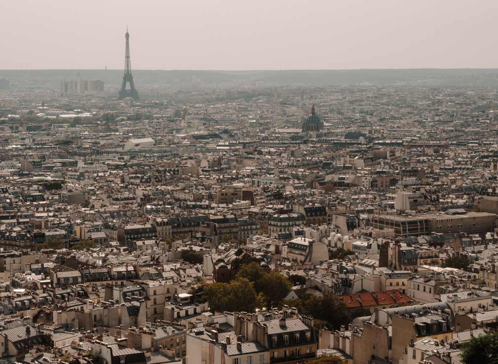 views of paris and the eiffel tower from the sacre coeur
