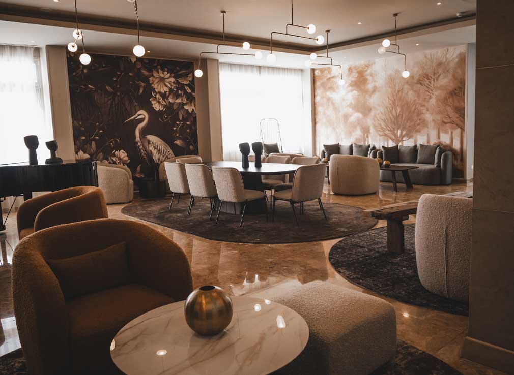 A lounge and seating area at Cali Resort and Spa.