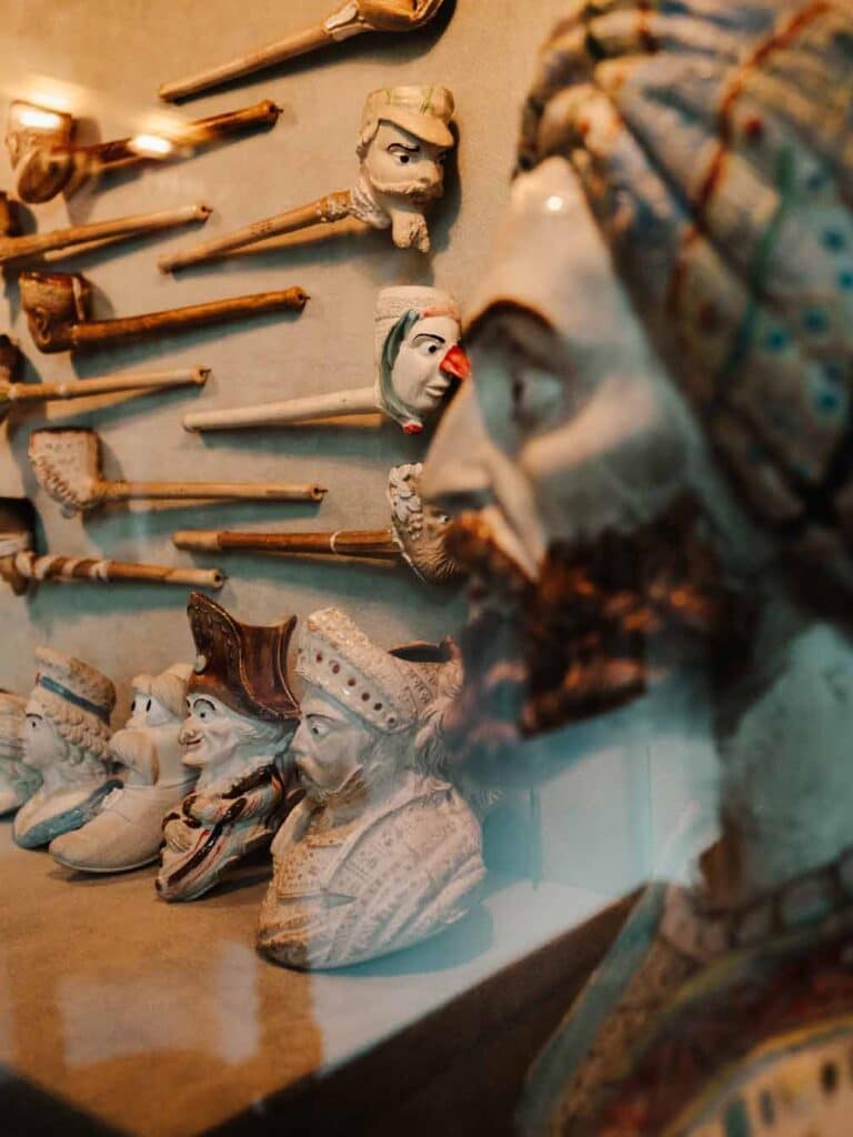 Decorative pipes at Amsterdam Pipe Museum.