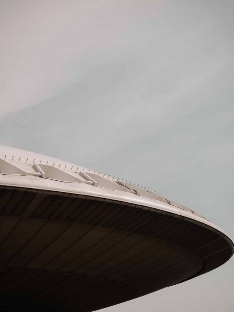The exterior of the Next Nature Museum inside the Evoluon.